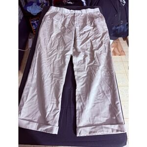 Louis Raphael Dress Pants 40x30 Khaki Excellent Pleated Wool Blend Cuffed Hem